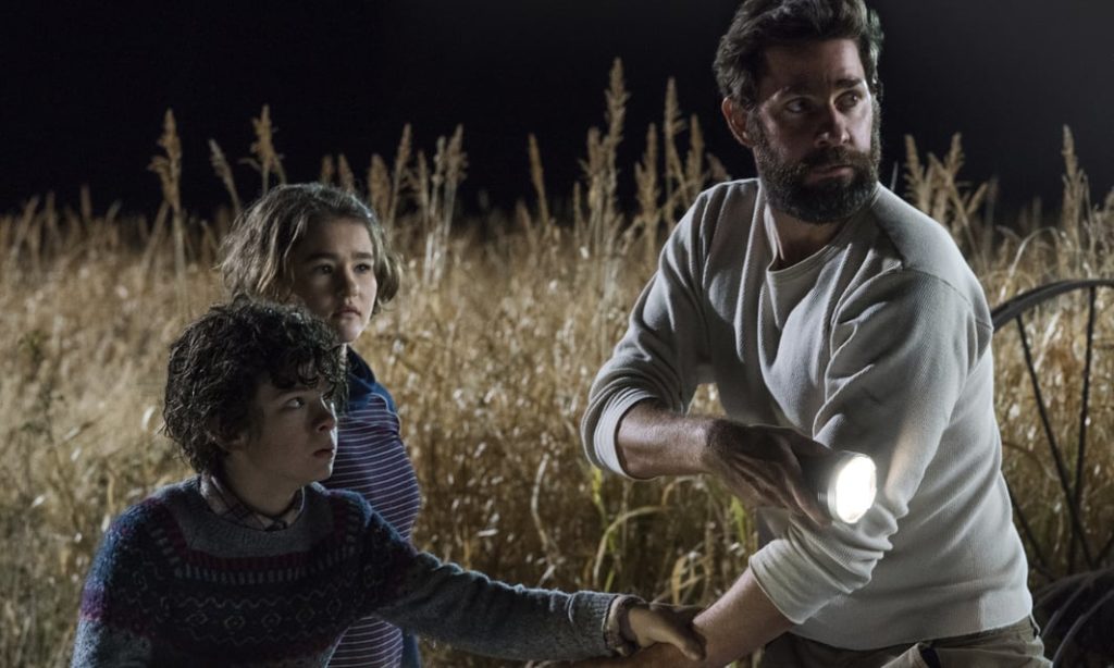 John Kransinski with Milicent Simmonds and his son in the from my "A Quiet Place movie review 